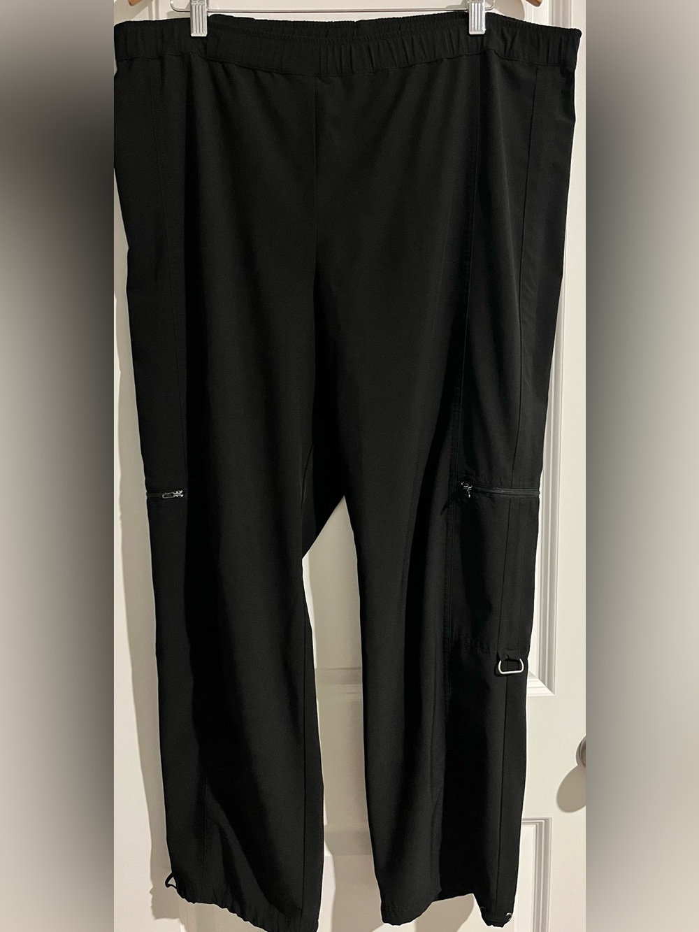 Zenergy By Chico’s Neema Cargo Parachute Pants Black Elastic Waist Athleisure XL